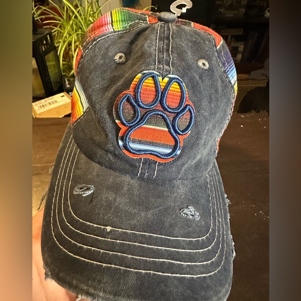 Dog Paw Embroidered Strapback Hat Multicolor One Size Adjustable Hat Republic